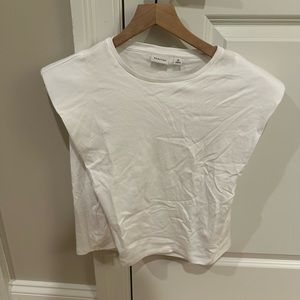 babaton aritzia short sleeve shoulder pad top white